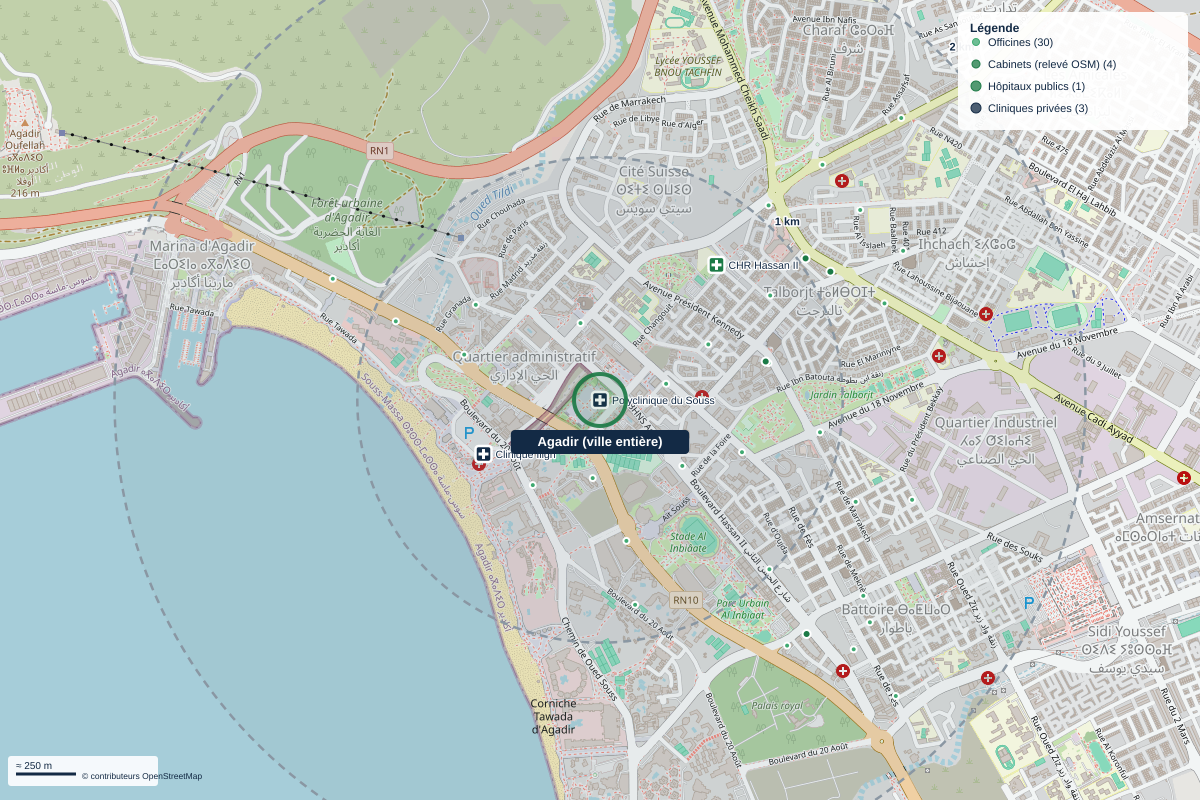 Carte du quartier Agadir (ville entière)