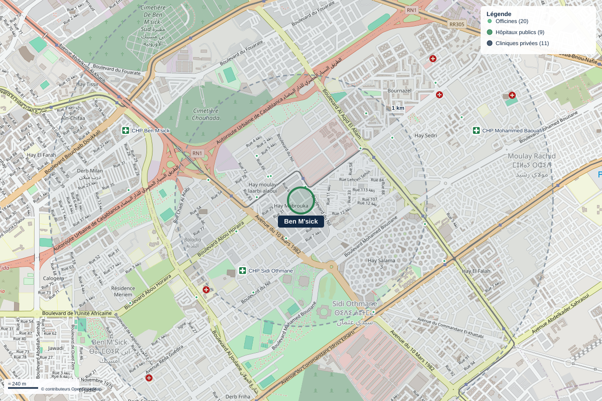 Carte du quartier Ben M'sick