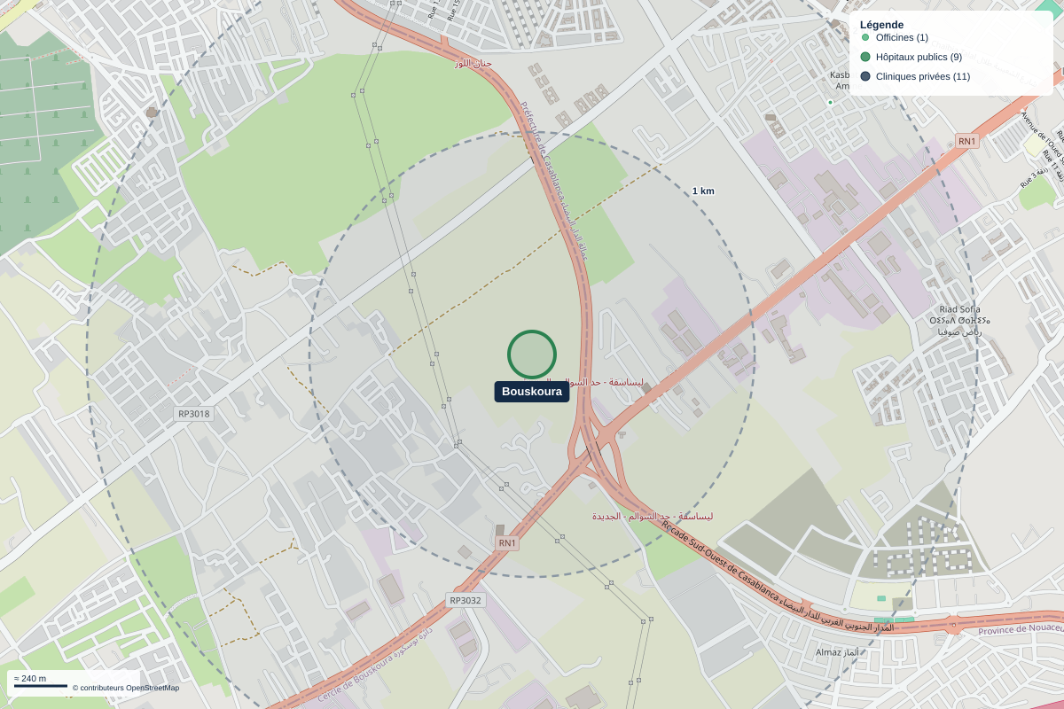 Carte du quartier Bouskoura