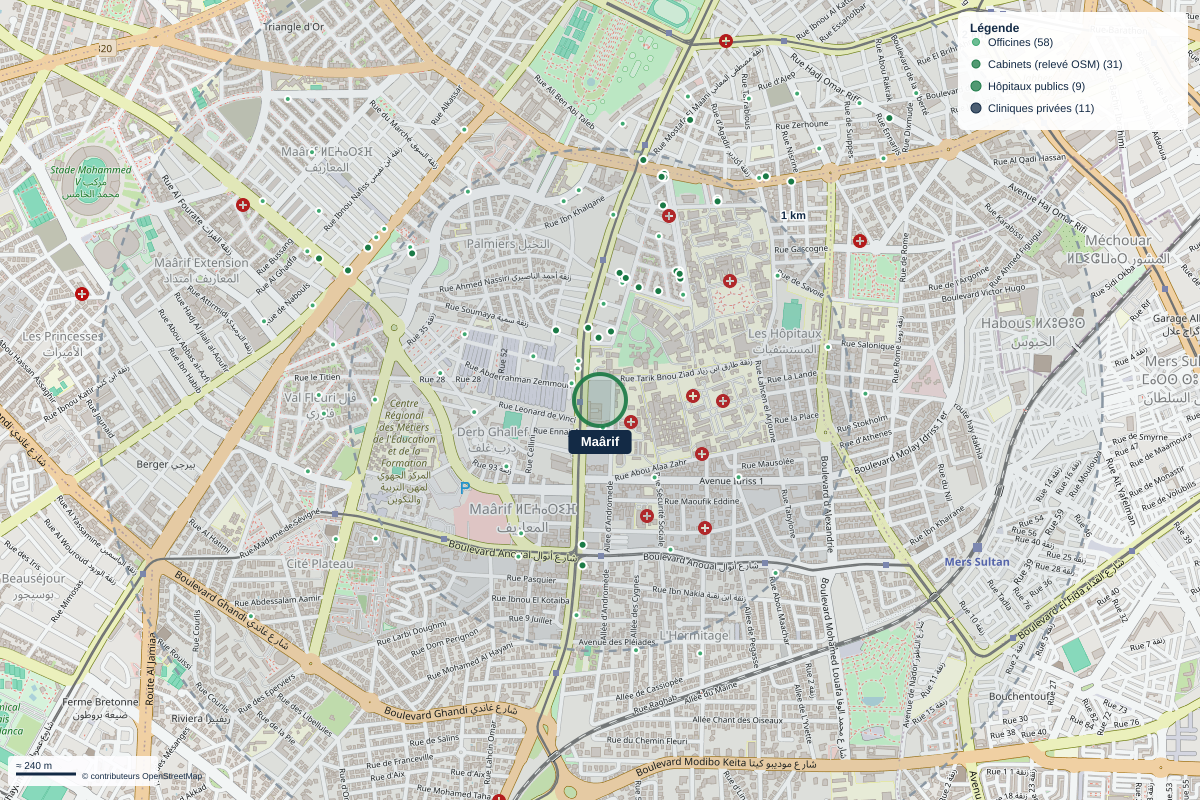 Carte du quartier Maârif
