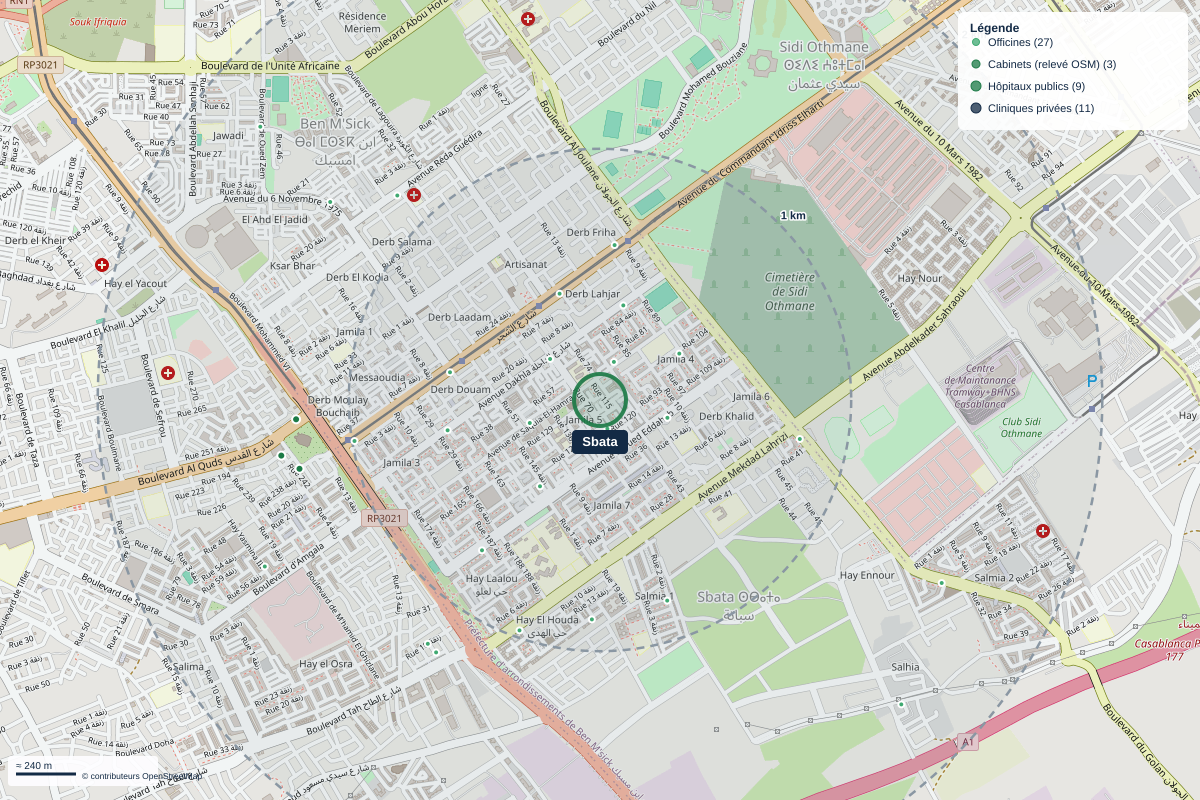 Carte du quartier Sbata