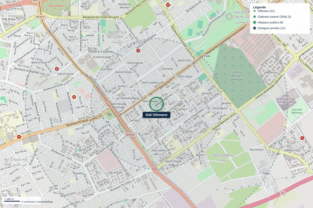 Carte du quartier Sidi Othmane