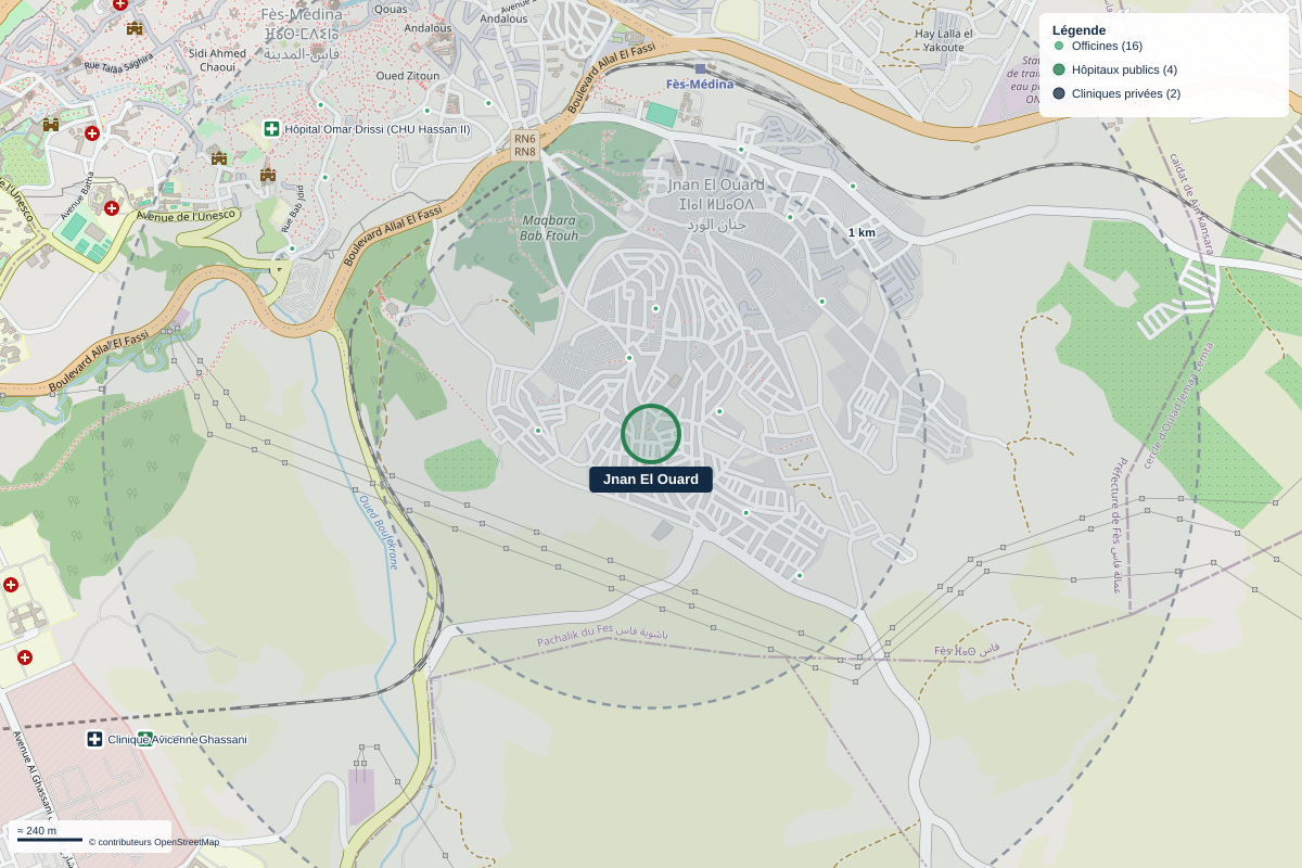 Carte du quartier Jnan El Ouard