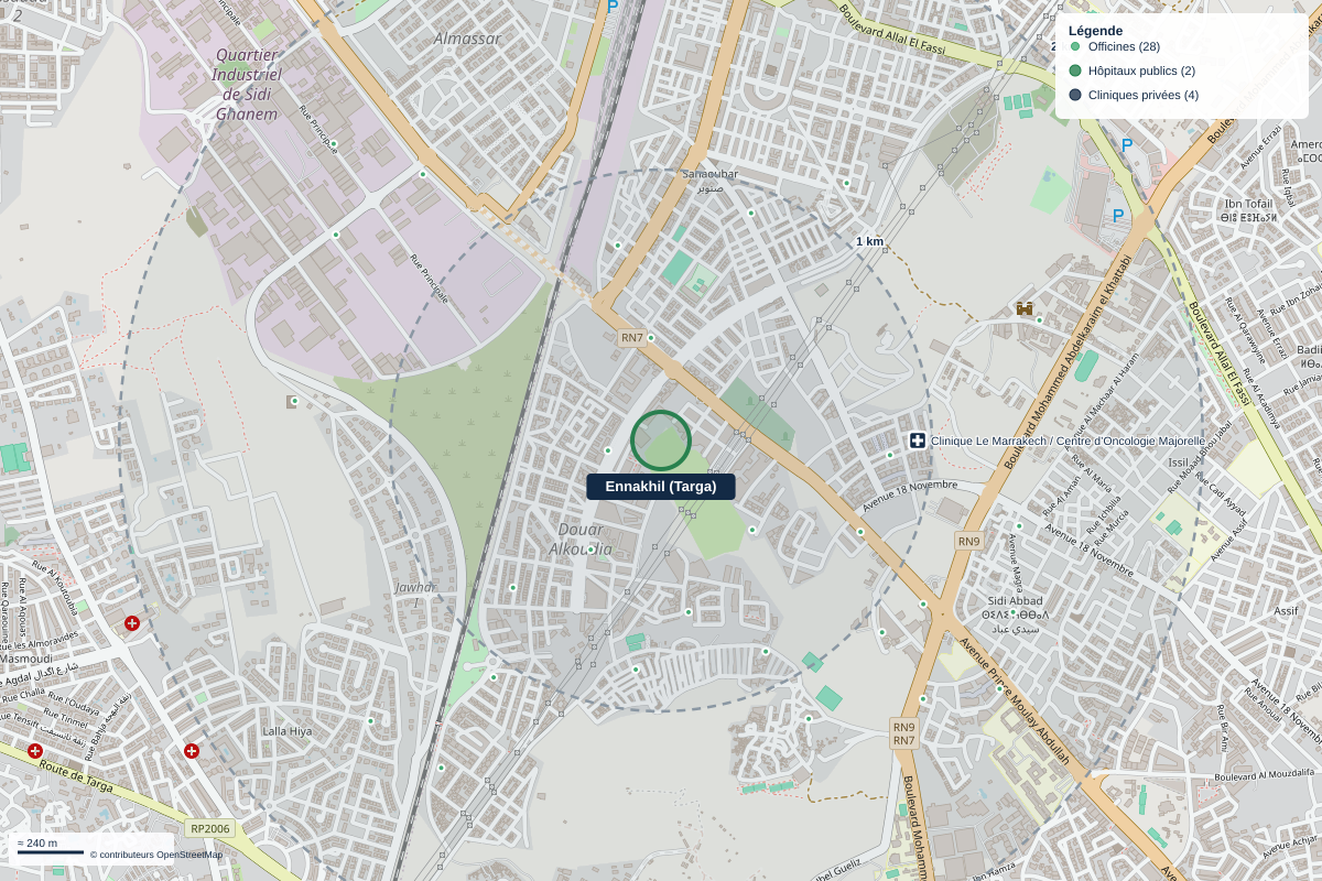 Carte du quartier Ennakhil (Targa)