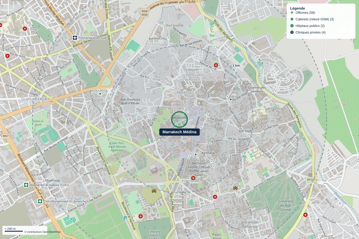 Carte du quartier Marrakech Médina