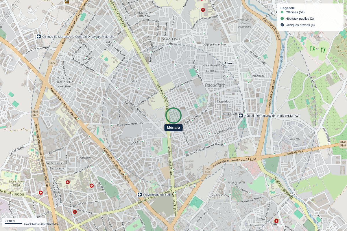 Carte du quartier Ménara