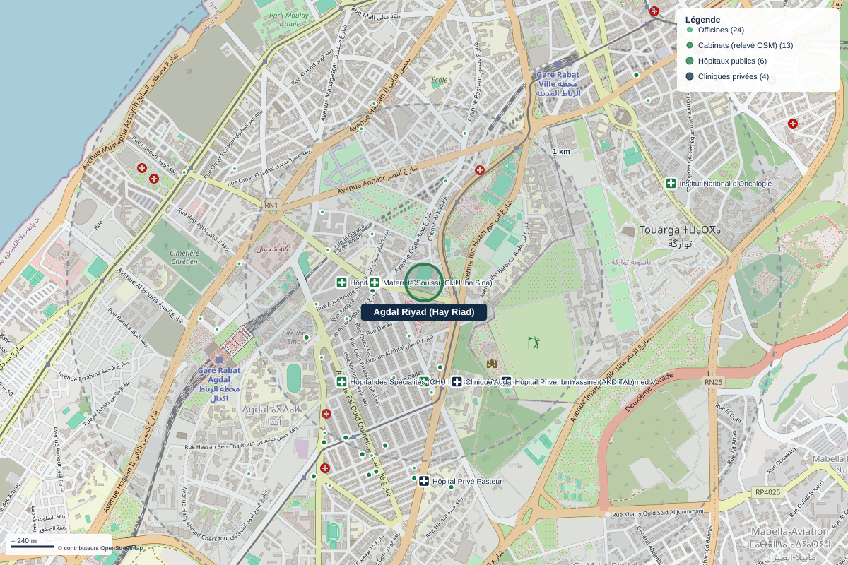Carte du quartier Agdal Riyad (Hay Riad)