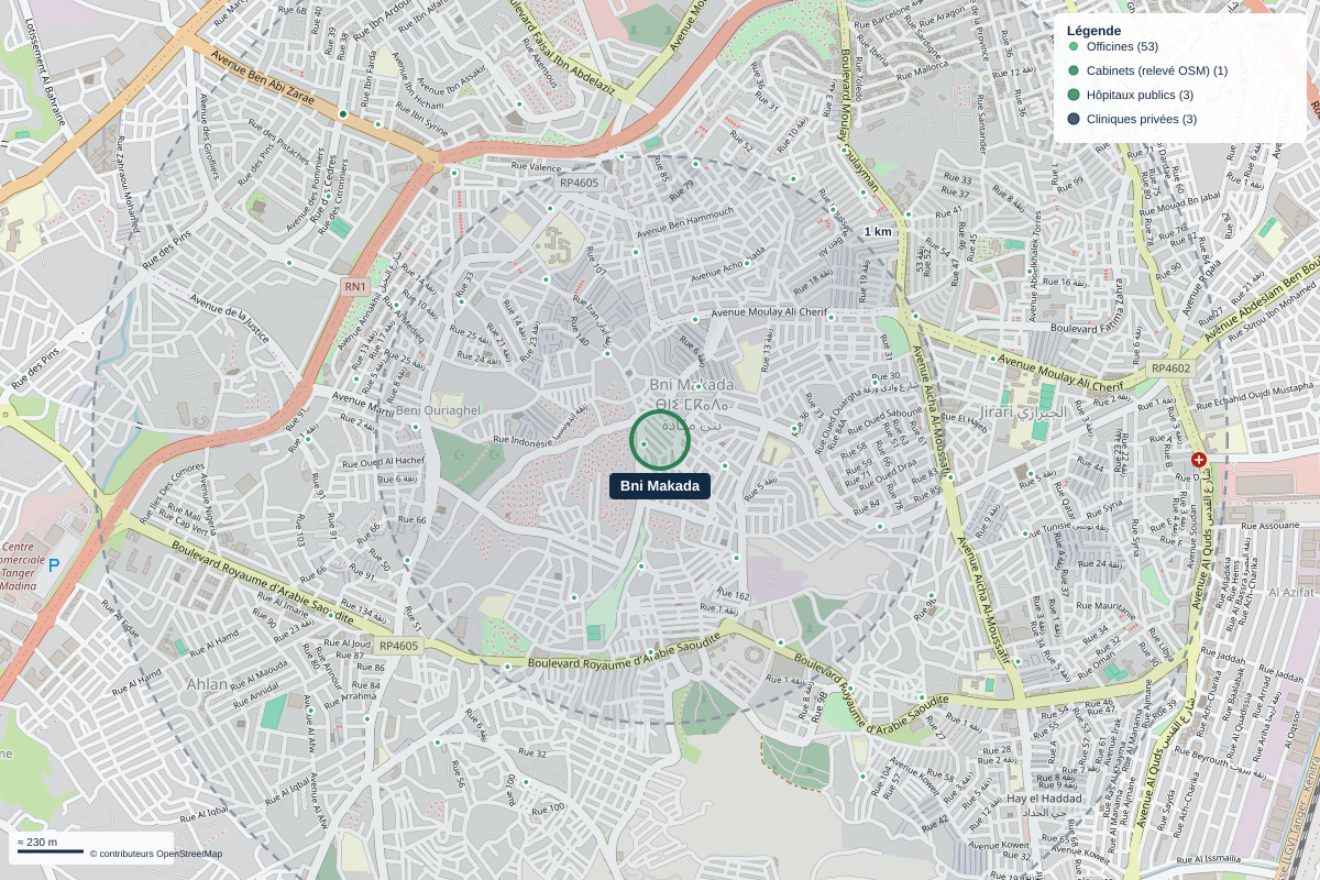 Carte du quartier Bni Makada