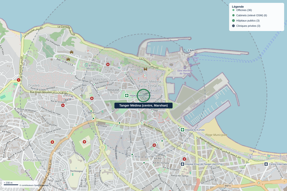 Carte du quartier Tanger Médina (centre, Marshan)